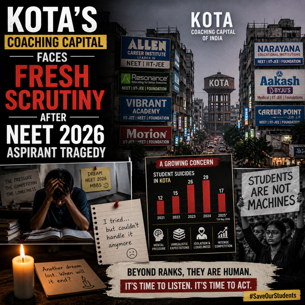 Kota’s Coaching Capital Faces Fresh Scrutiny After NEET 2026 Aspirant Tragedy