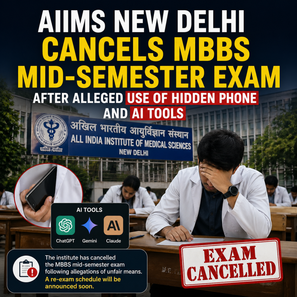 AIIMS New Delhi Cancels MBBS Mid-Semester Exam After Alleged Use of Hidden Phone and AI Tools