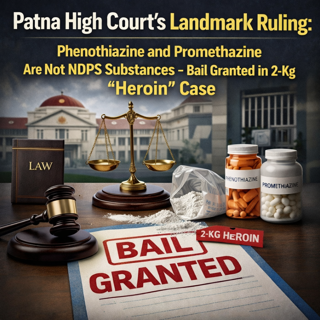 Patna High Court’s Landmark Ruling: Phenothiazine and Promethazine Are Not NDPS Substances, Bail Granted in 2Kg “Heroin” Case