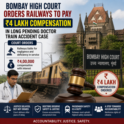 Bombay High Court Orders Railways to Pay ₹4 Lakh Compensation in Long Pending Doctor Train Accident Case