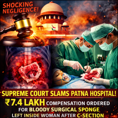 Supreme Court Orders Patna Hospital to Pay ₹7.4 Lakh After Leaving Surgical Sponge in Woman’s Abdomen During C-Section