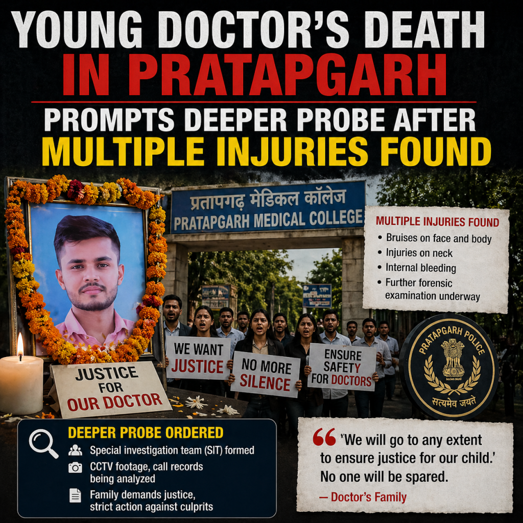 Young Doctor’s Death in Pratapgarh Prompts Deeper Probe After Multiple Injuries Found