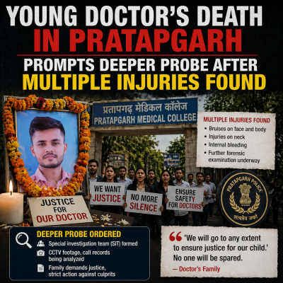 Young Doctor’s Death in Pratapgarh Prompts Deeper Probe After Multiple Injuries Found