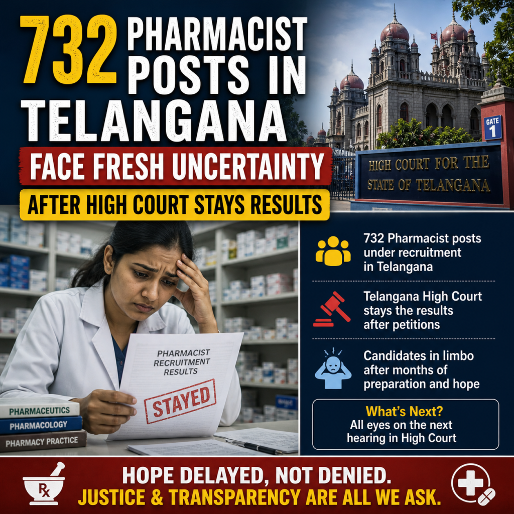 732 Pharmacist Posts in Telangana Face Fresh Uncertainty After High Court Stays Results