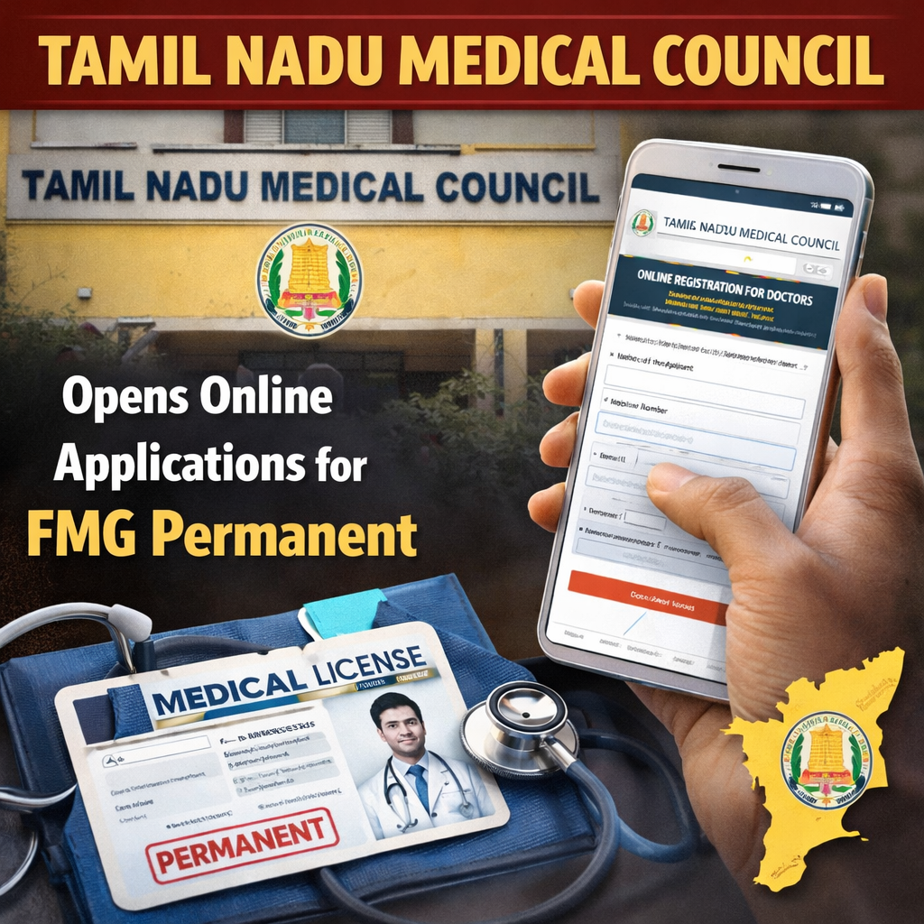 Tamil Nadu Medical Council Opens Online Applications for FMG Permanent Registration