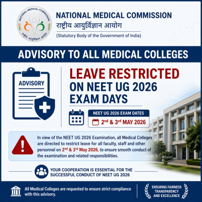 NMC Advisory to All Medical Colleges, Leave Restricted on NEET UG 2026 Exam Days