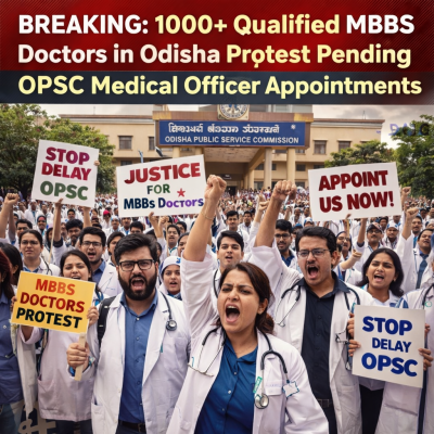 Breaking: 1000+ Qualified MBBS Doctors in Odisha Protest Pending OPSC Medical Officer Appointments