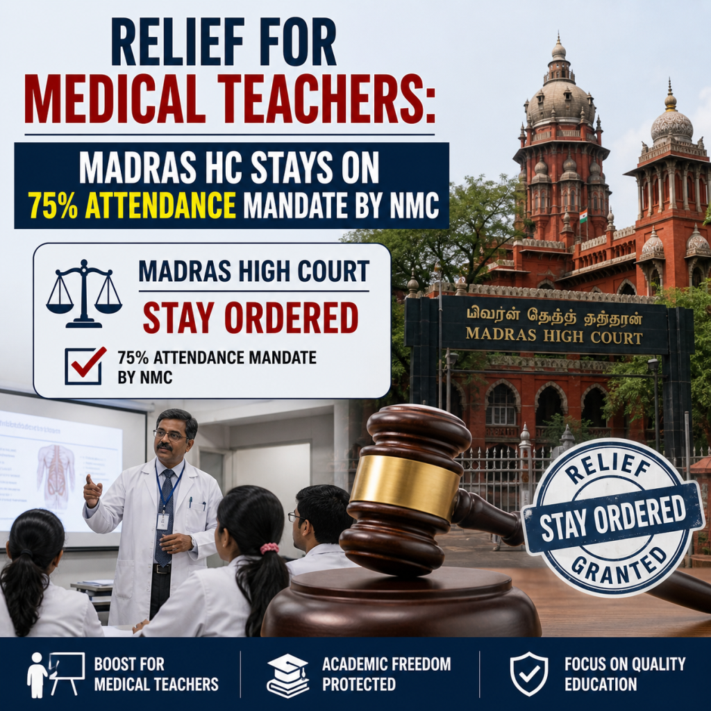 Relief for Medical Teachers: Madras HC Stays On 75% Attendance Mandate by NMC