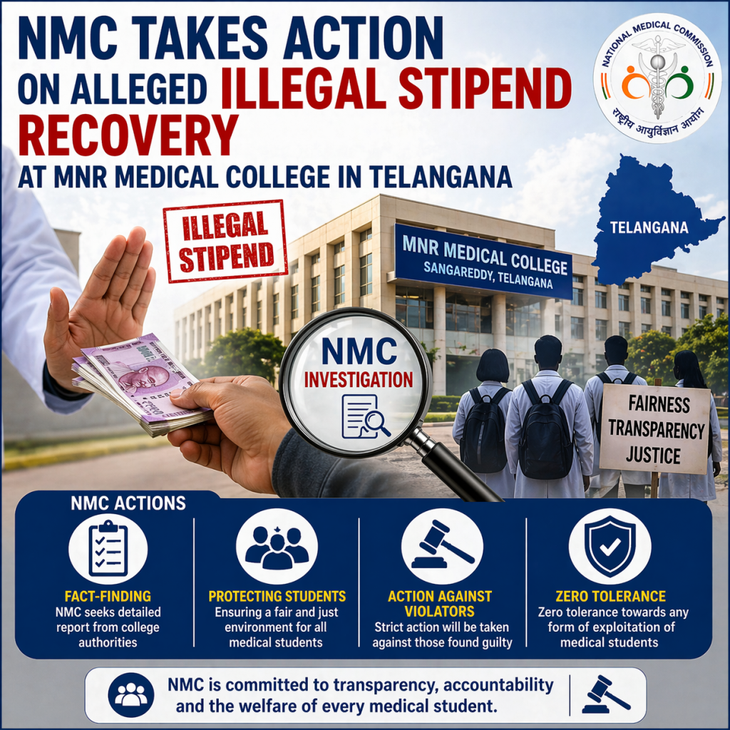 NMC Takes Action on Alleged Illegal Stipend Recovery at MNR Medical College in Telangana
