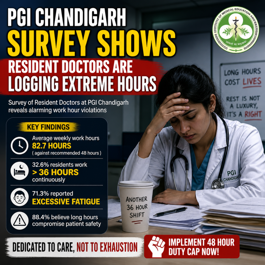 PGI Chandigarh Survey Shows Resident Doctors Are Logging Extreme Hours