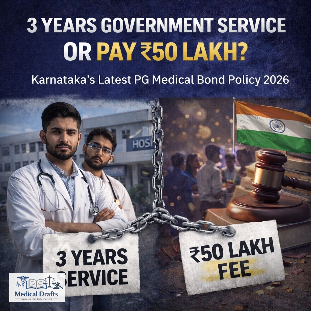 Karnataka PG Medical Bond Policy 2026: 3 Years Compulsory Government Service or ₹50 Lakh Penalty